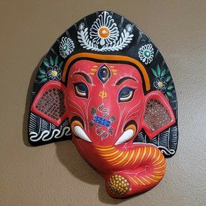 Paper Mache Elephant Indian Goddess Ganesh Mask
